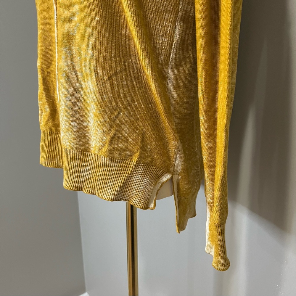 Laurie Felt Yellow Distressed Lightweight V-Neck Sweater Size XXS - Picture 3 of 8